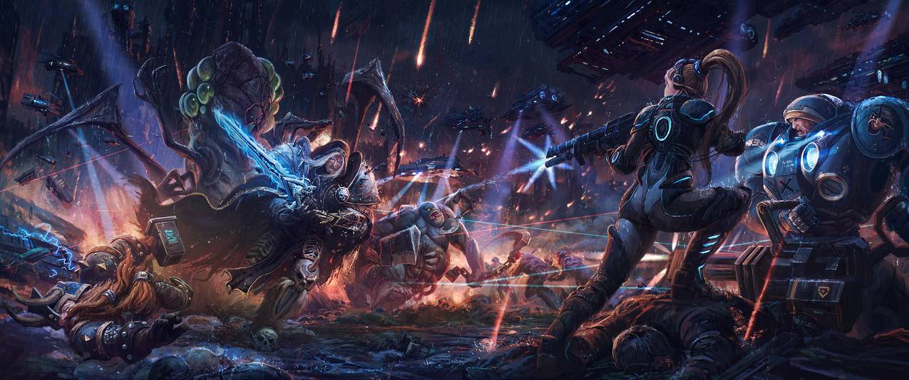 星际争霸,魔兽,阿尔萨斯,海盗,战斗,3440x1440壁纸