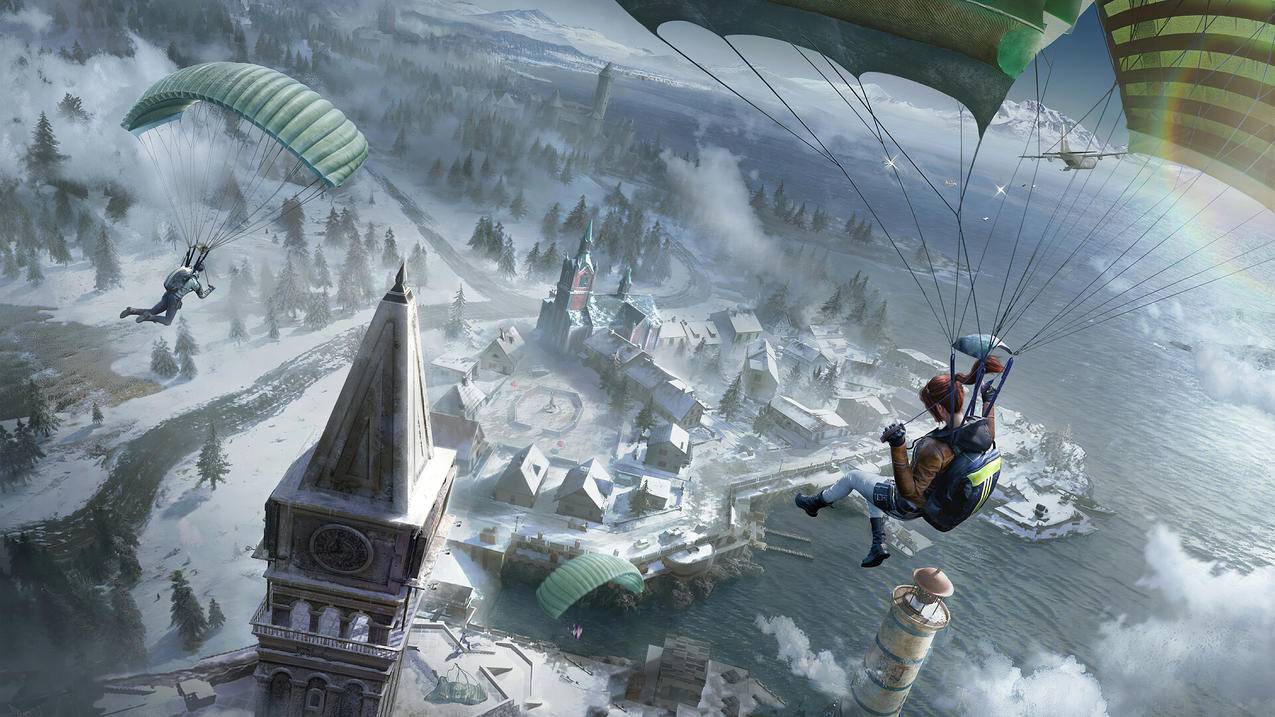 雪地跳伞《绝地求生（PUBG）》2020,4K游戏高清壁纸