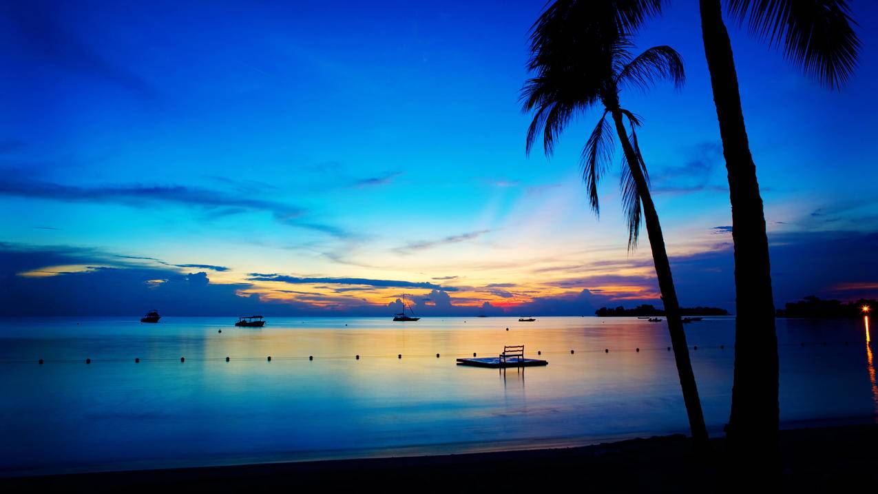 微软,Win10,夏日主题,海边,日落,4k风景壁纸3840x2160