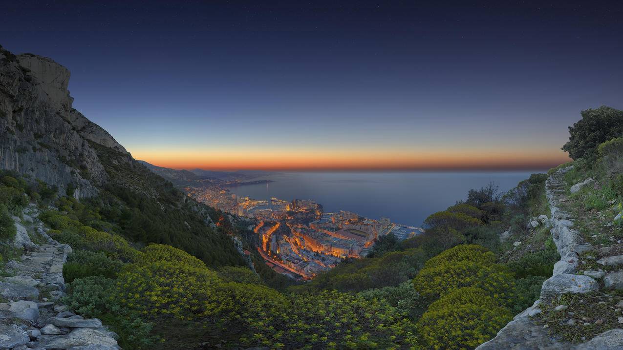 摩纳哥日出全景,作者Crevisio,4K壁纸,3840x2160