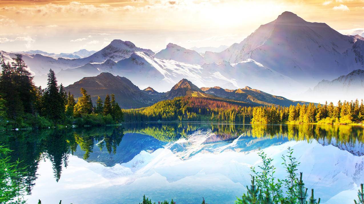 美丽的湖泊,高山风景,4k高清壁纸