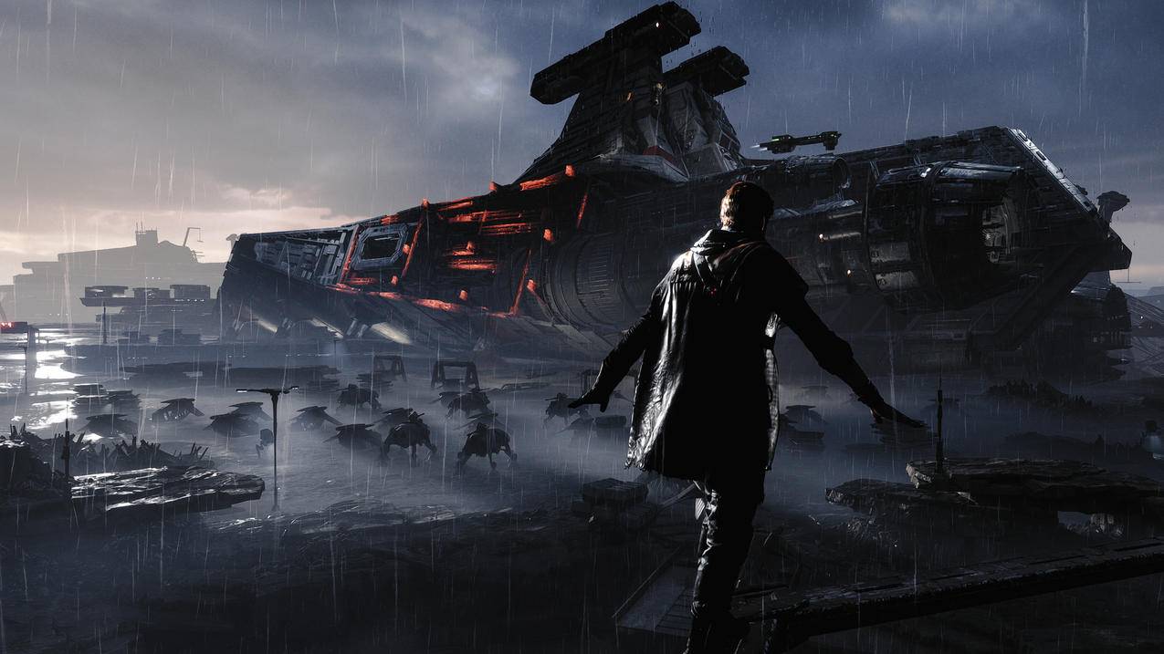 《星球大战绝地武士堕落秩序-Star,Wars,Jedi,Fallen,Order》雨夜,飞船,背影,4K高清壁纸