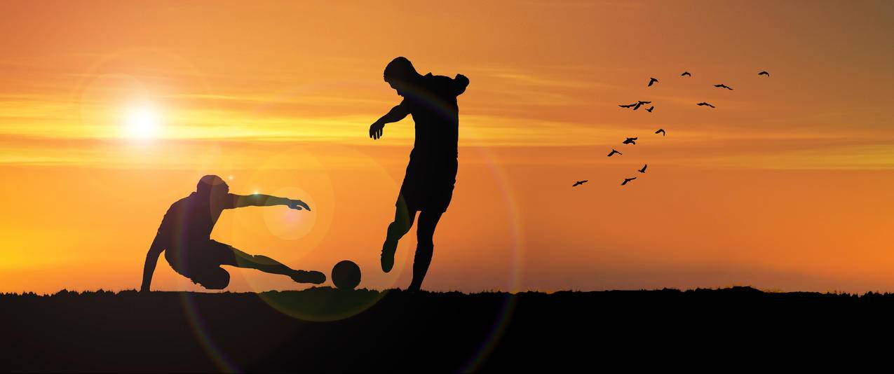 2018世界杯,剪影,夕阳,比赛,3440x1440壁纸