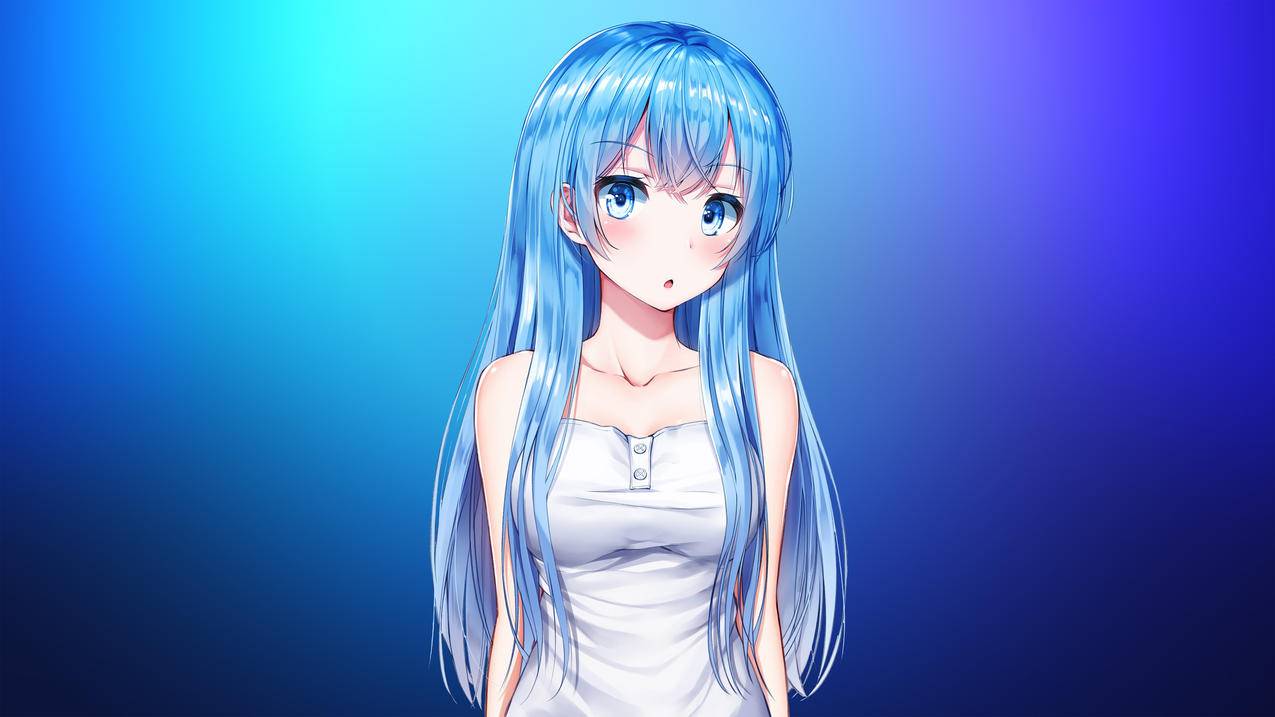 Aqua,Blue,女生蓝色眼睛长发,4k动漫高清壁纸