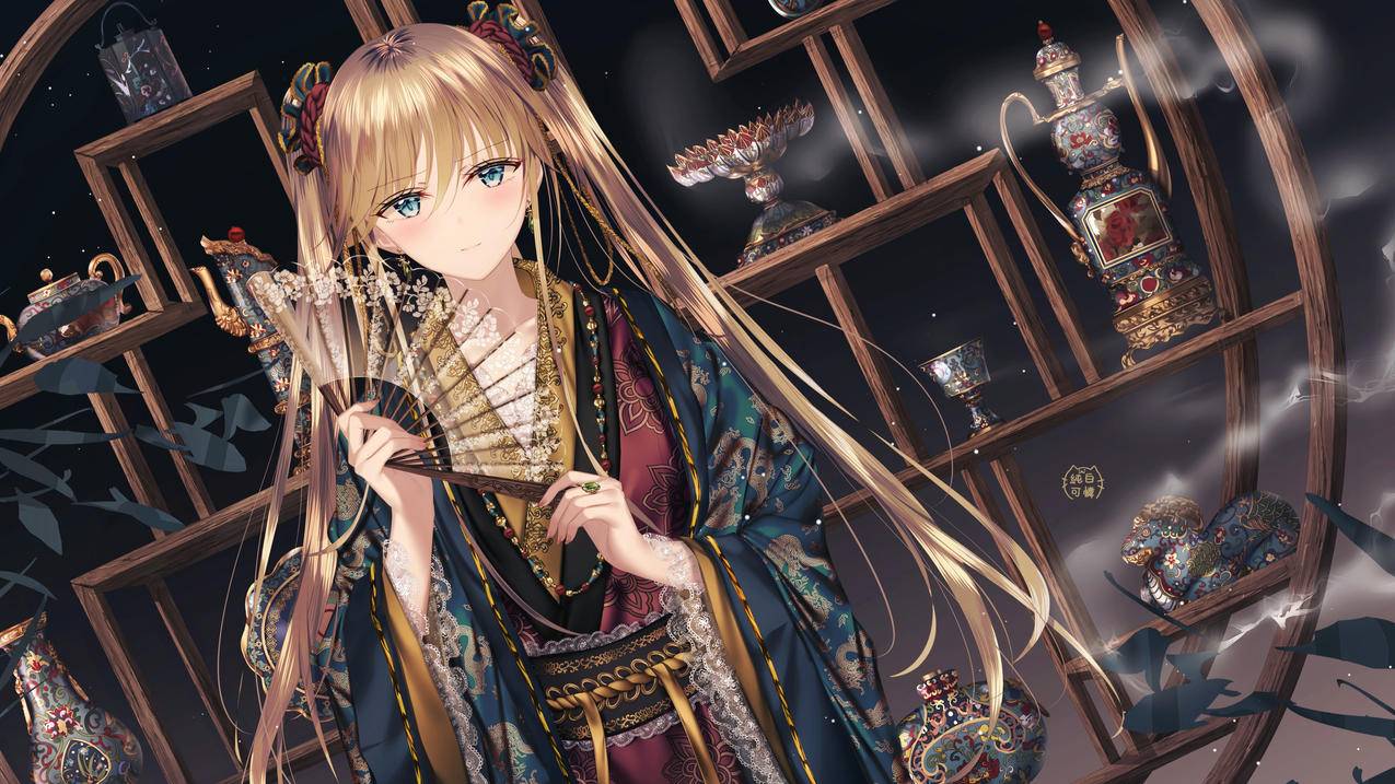 长发女子,中国风,古典,古董,艺术,收藏品,4K高清动漫壁纸