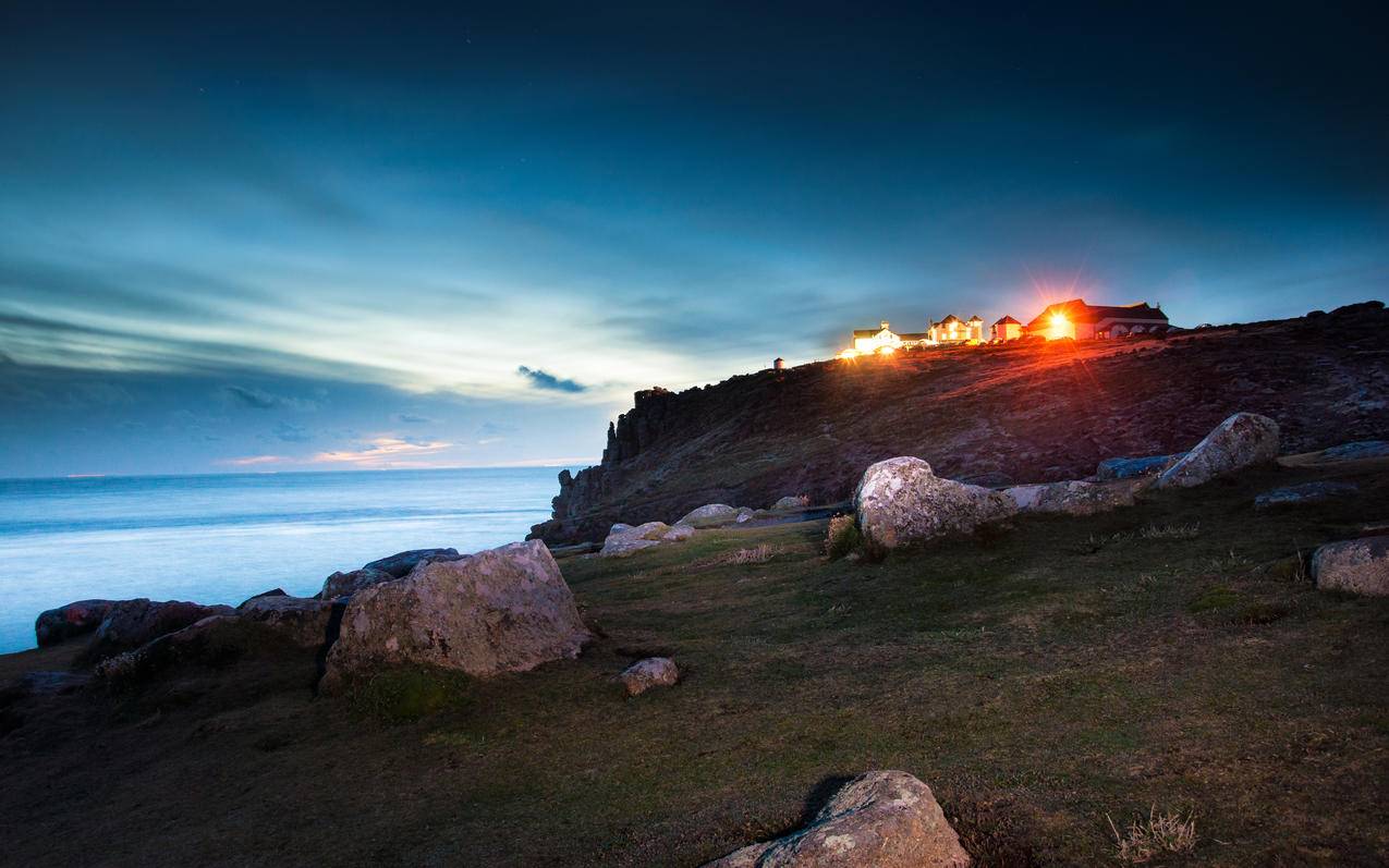 陆地的尽头,康沃尔,4K风景壁纸