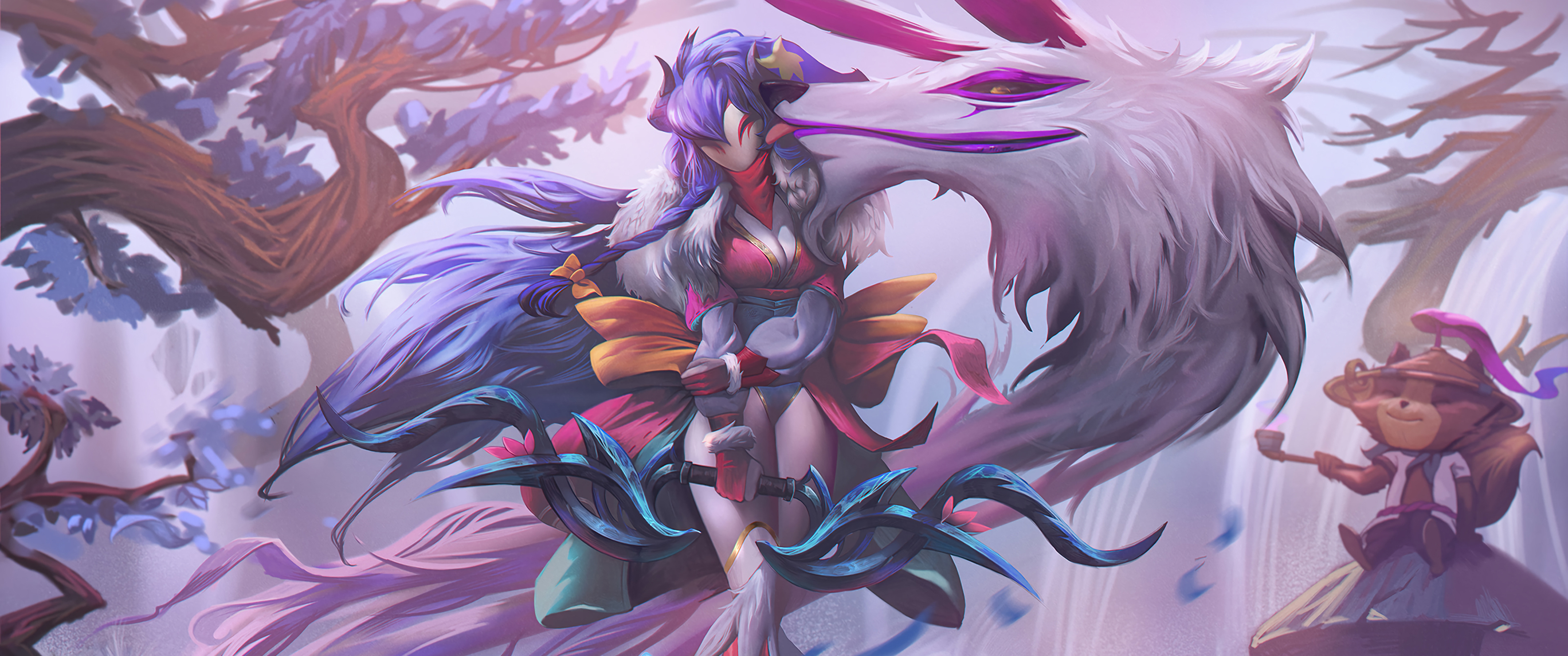 lol英雄联盟永猎双子,灵魂莲华,千珏,同人3440x1440游戏壁纸