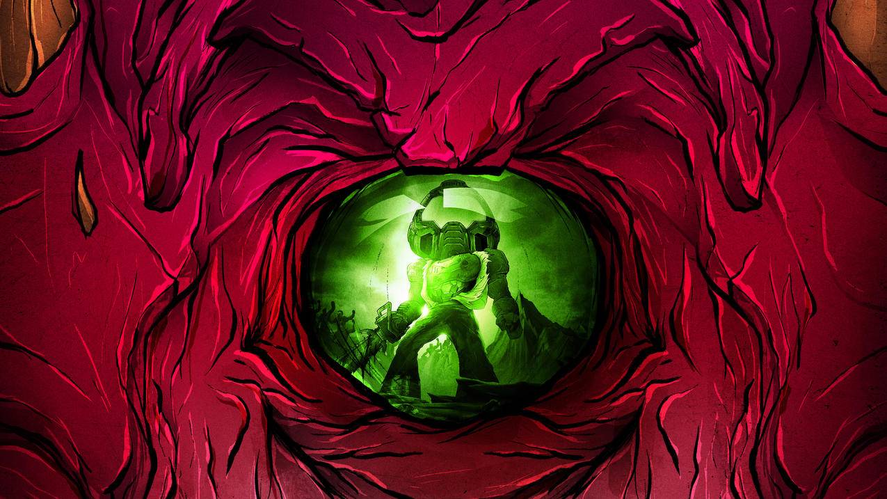 《毁灭战士:永恒Doom,Eternal》红,绿,杀人俱乐部,飞船,外星人,4K高清壁纸