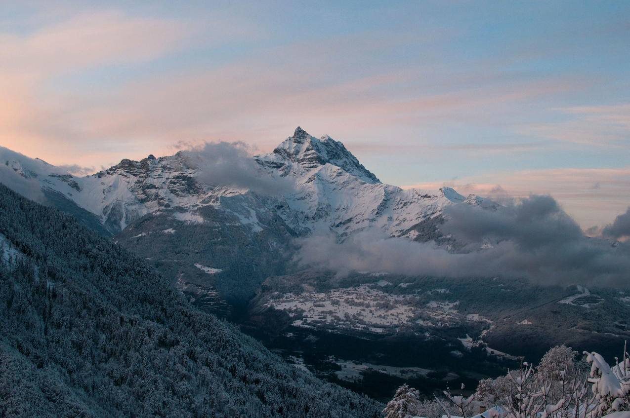 山,雪,白色,4k壁纸