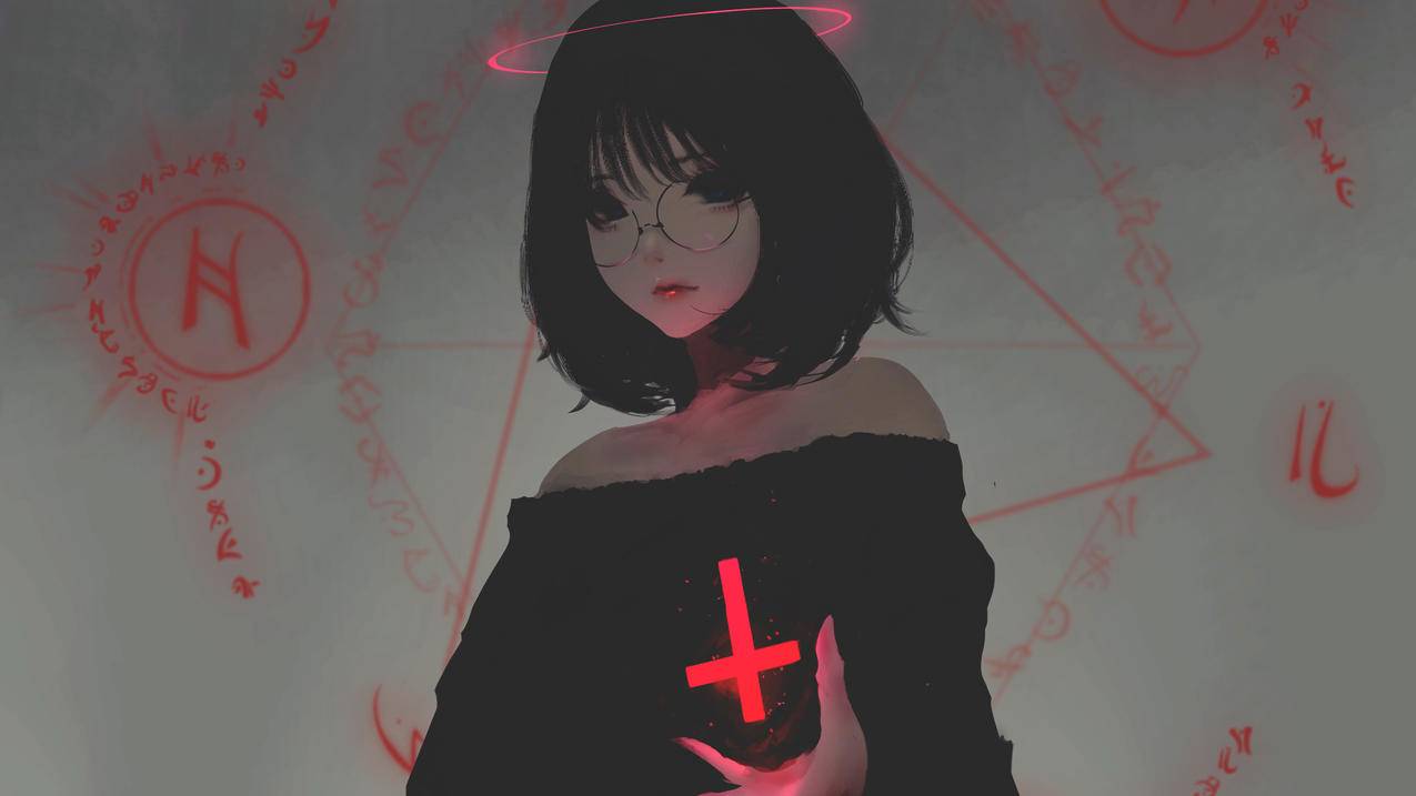短发女孩,十字架,4K高清动漫壁纸