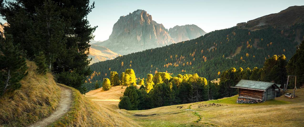 意大利美丽的日落带鱼屏风景3440x1440壁纸