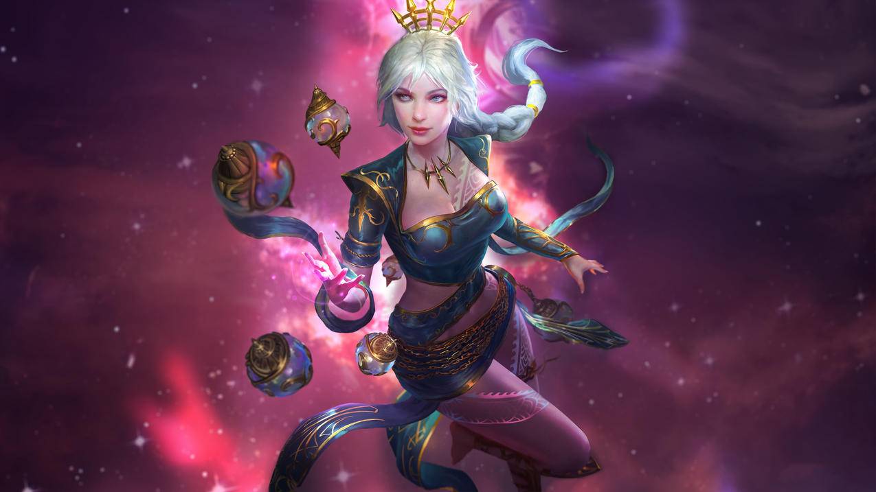 《神之浩劫smite》白辫子,皇冠,玻璃球,4K高清壁纸