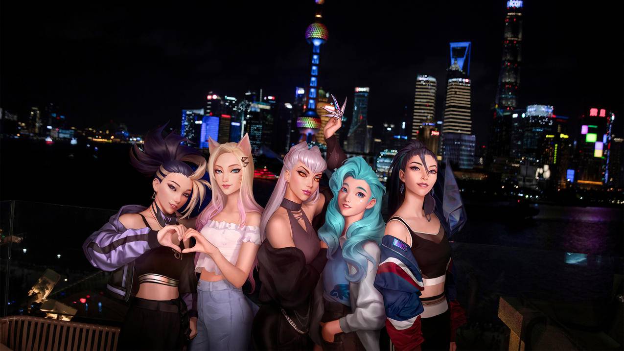 《英雄联盟lol》KDA,MORE,阿狸,萨勒芬妮,阿卡丽,伊芙琳,卡莎,4K游戏壁纸,4K高清壁纸