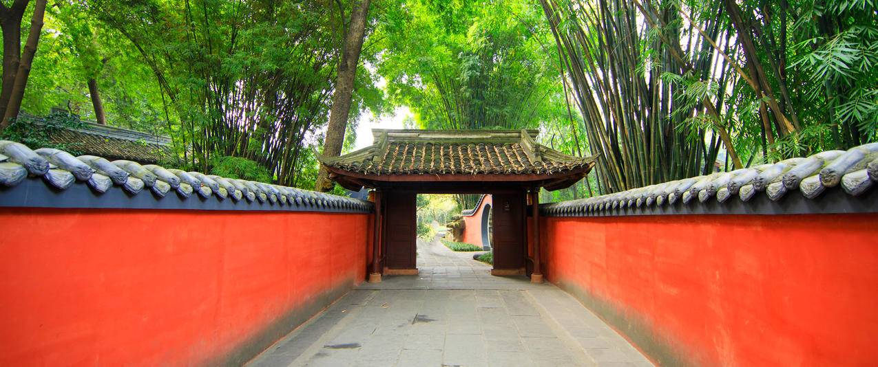 中国风红色围墙,寺院风景3440x1440壁纸