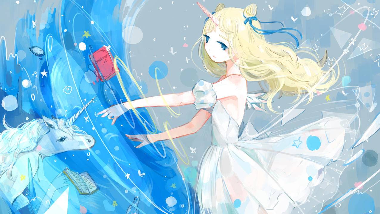 独角兽,魔法少女小圆,可爱,唯美,4K高清动漫壁纸