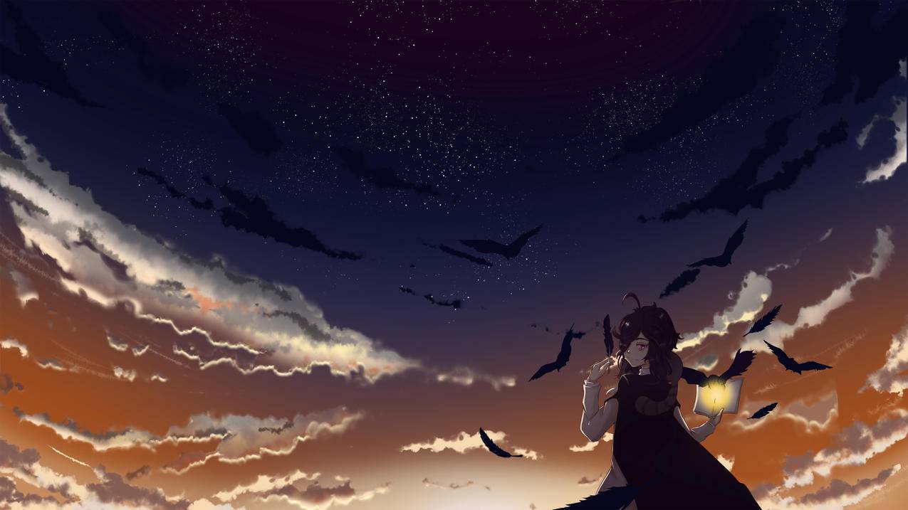 天空,女孩,鸟儿,羽毛,书,4k高清风景壁纸