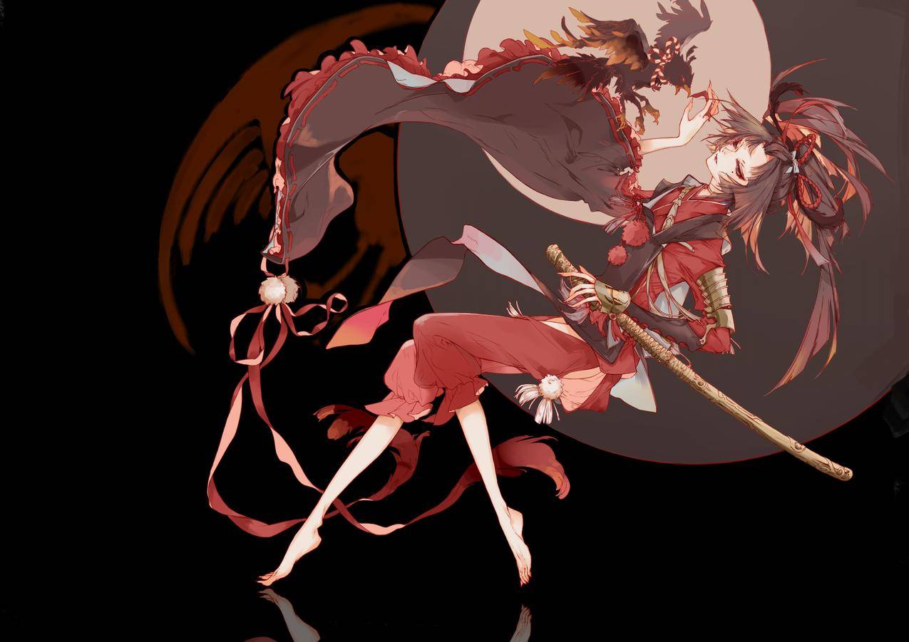 阴阳师,武士刀,女子,4k动漫高清壁纸