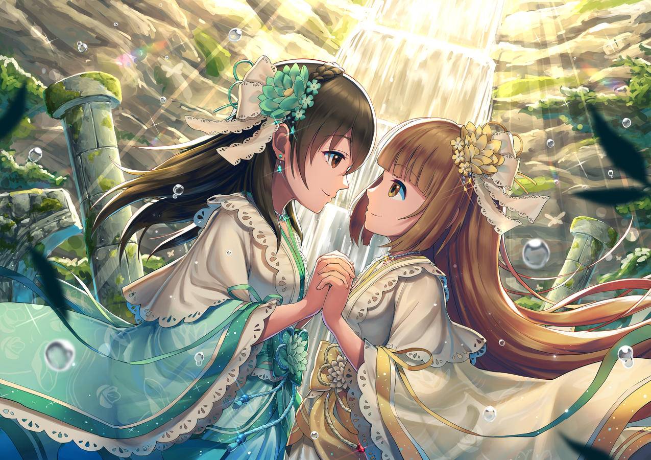 《偶像大师》古装,水珠,瀑布,女孩,4K高清动漫壁纸