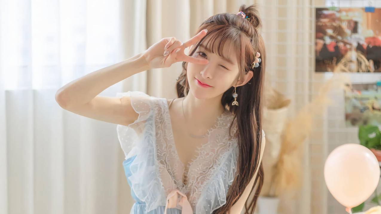 剪刀手势,v字手势,可爱美女,4K美女壁纸