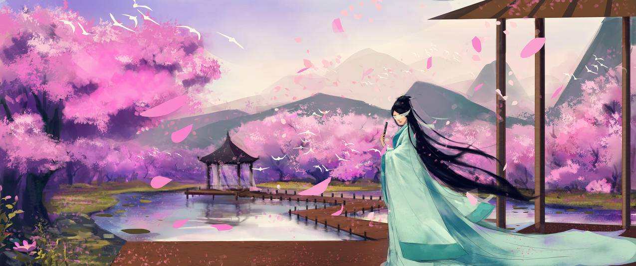 三生三世十里桃花姑姑白浅3440x1440唯美壁纸