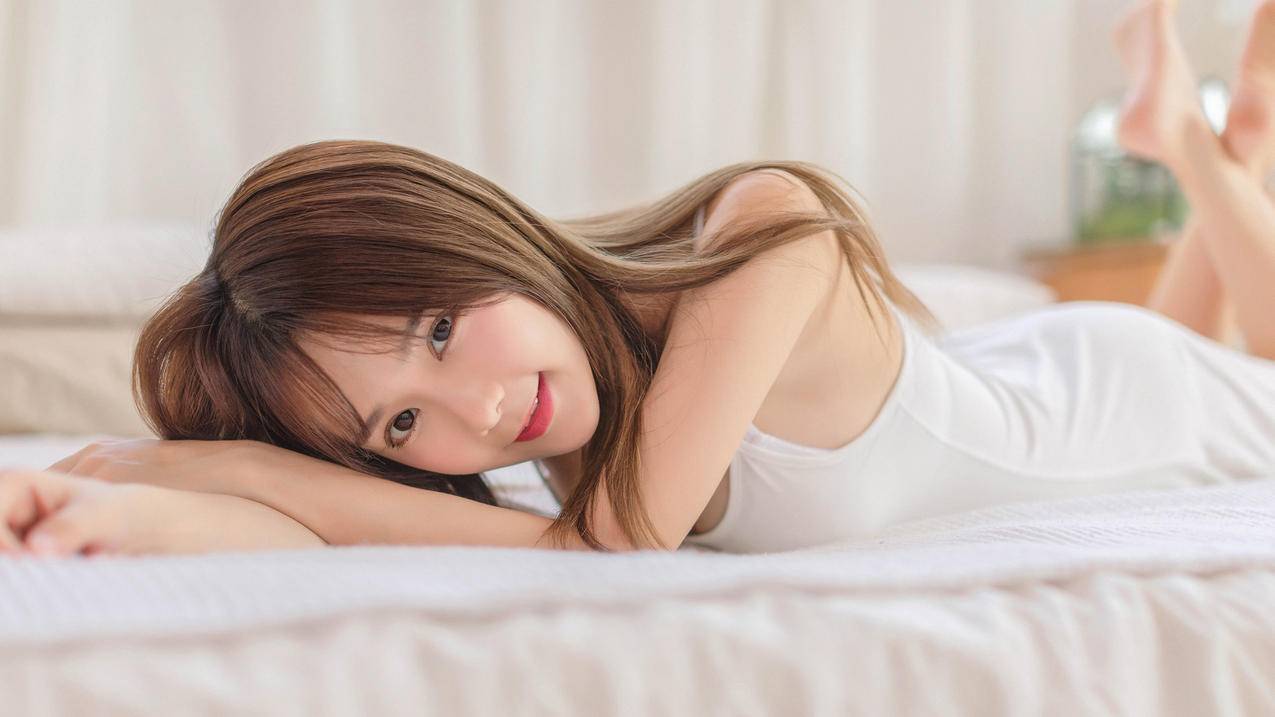 居家,白色睡衣,小清新,养眼美女,4K美女壁纸