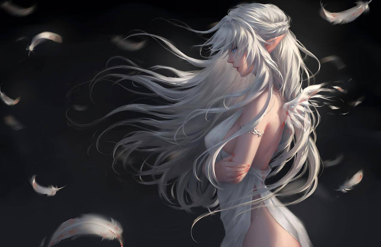 唯美白天使 羽毛 4k动漫壁纸