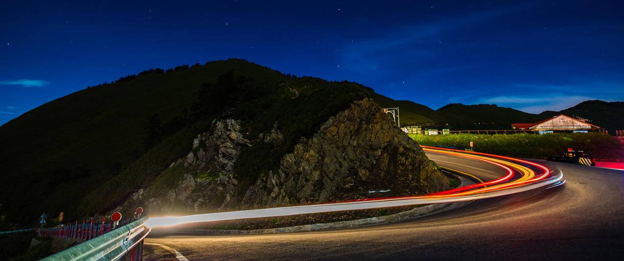 夜晚公路风景3440x1440壁纸
