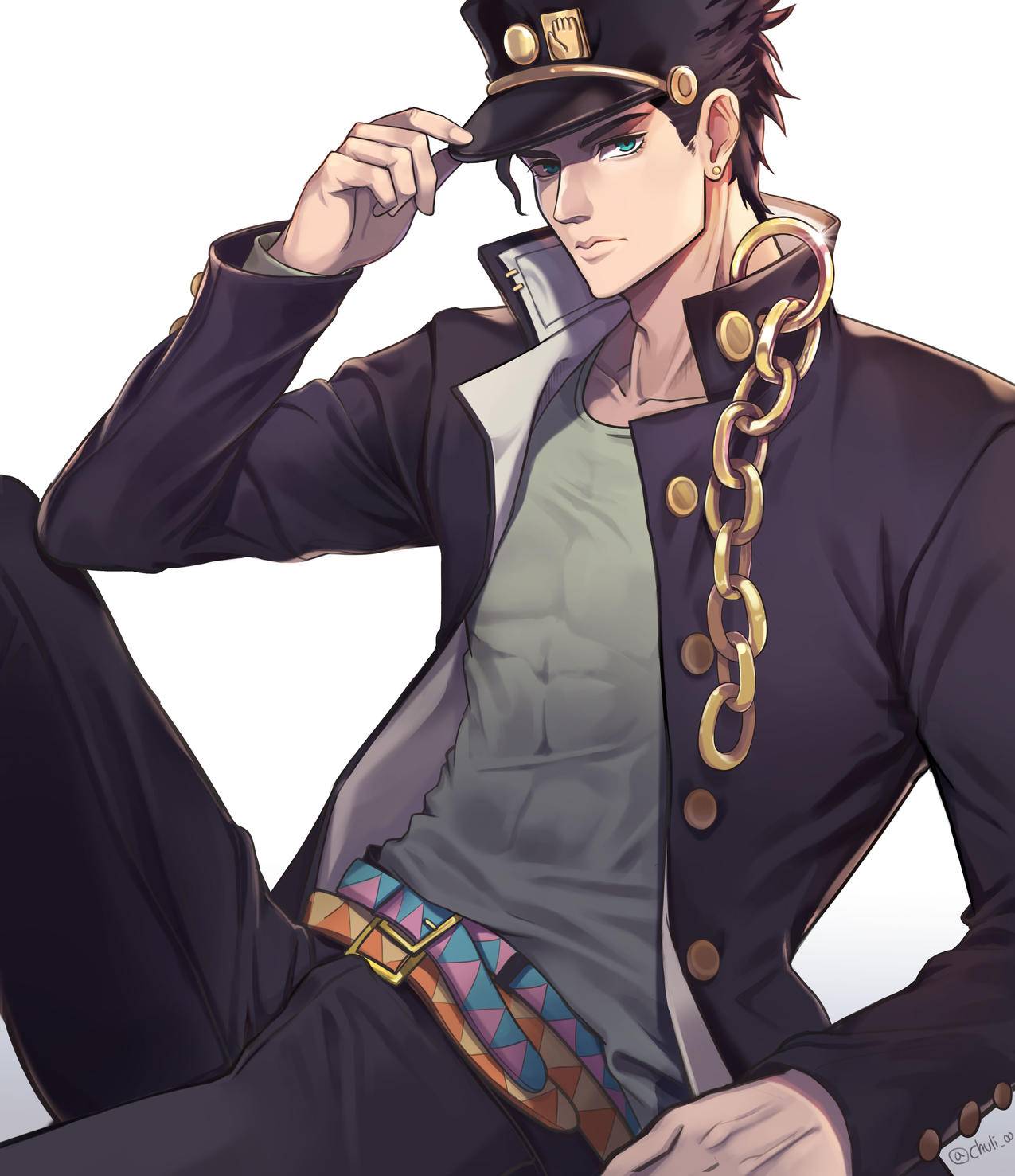 《JOJO的奇妙冒险》帅气男生,帽子,锁链,4K高清动漫壁纸