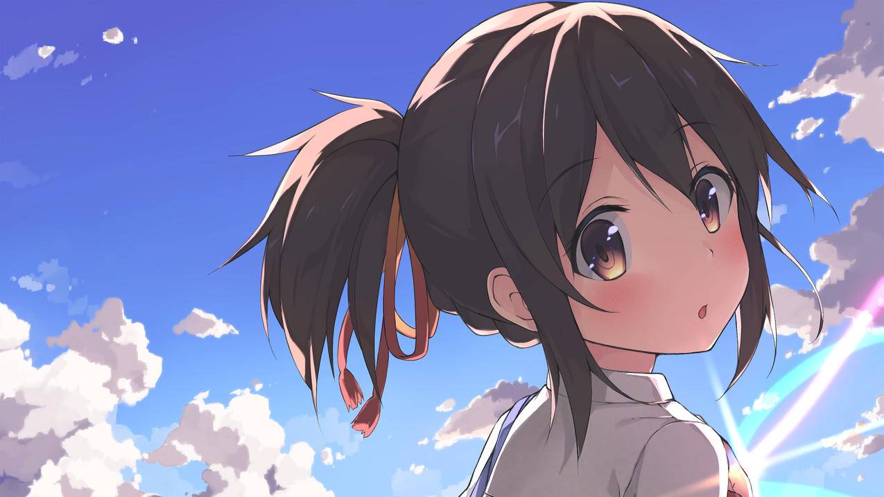 天空云,可爱动漫女生,4K高清壁纸