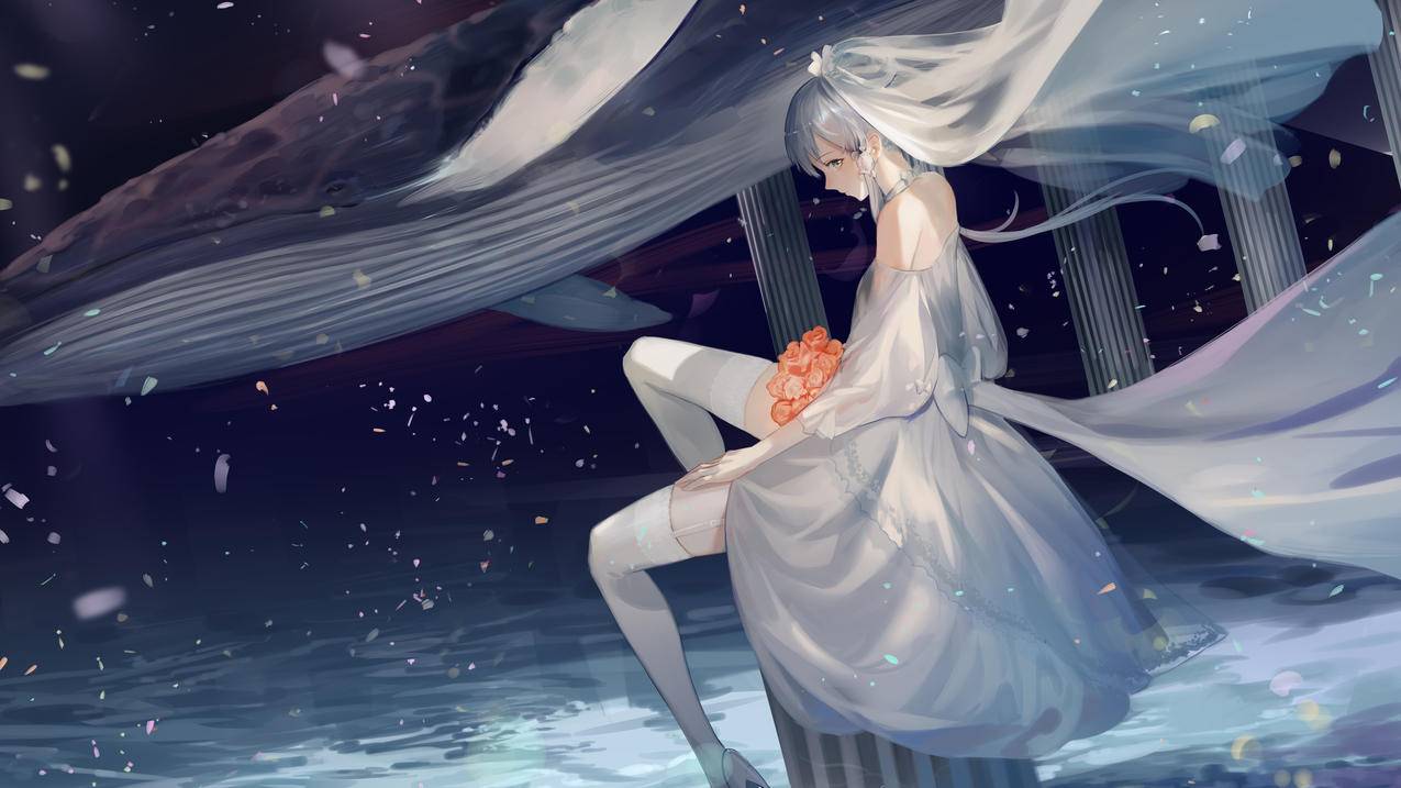 婚纱,洛天依,花嫁新娘,4K高清动漫壁纸