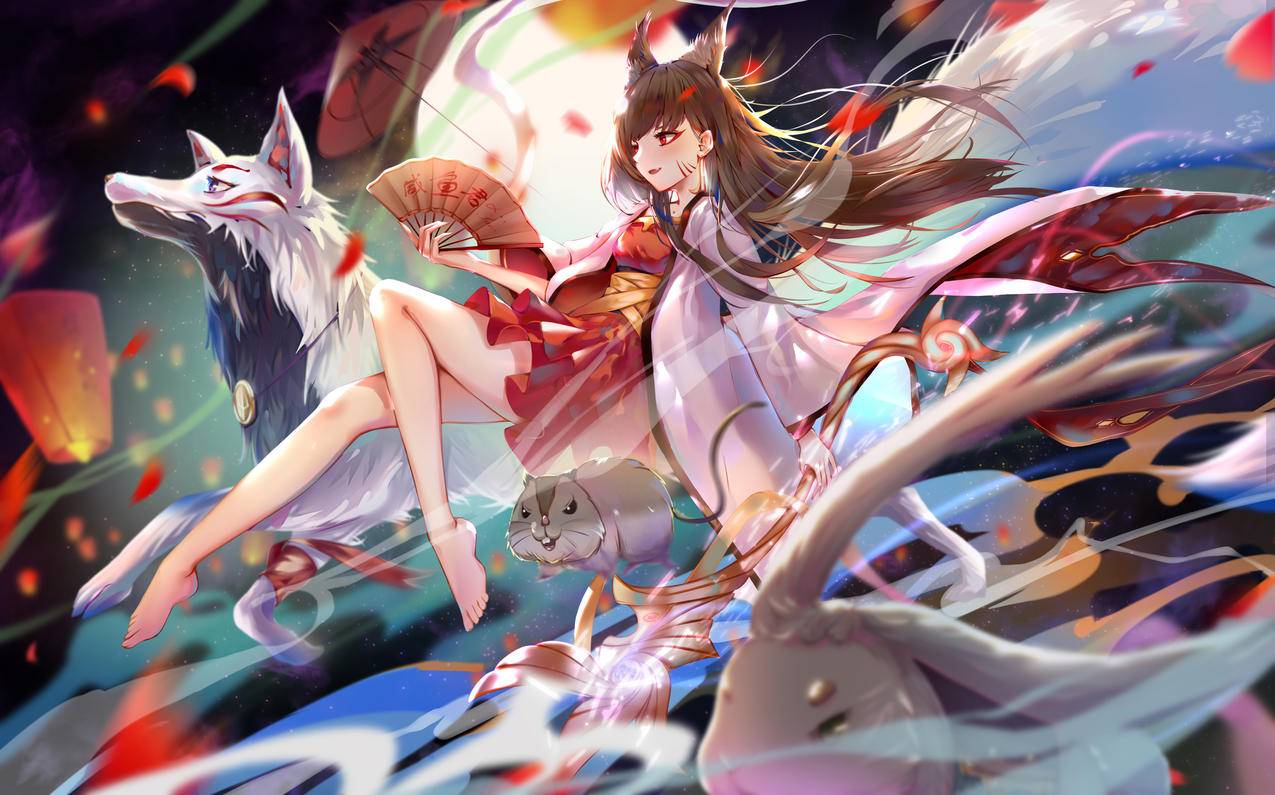 女孩,猫娘,猫耳,狐狸,兔子,4K高清动漫壁纸