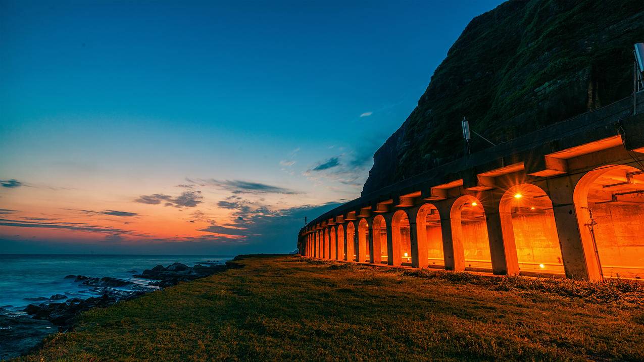 南雅明隧道,日出,4k风景高清壁纸
