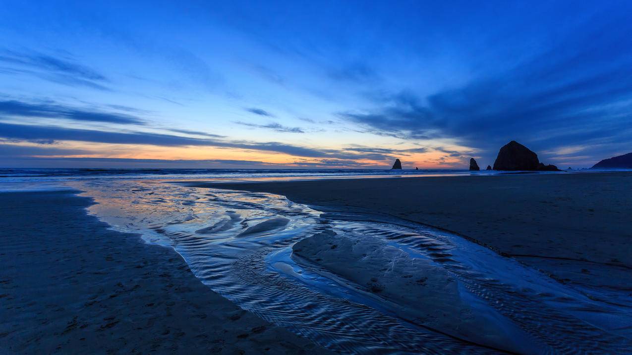 夜晚,加勒比海滩,4K风景壁纸