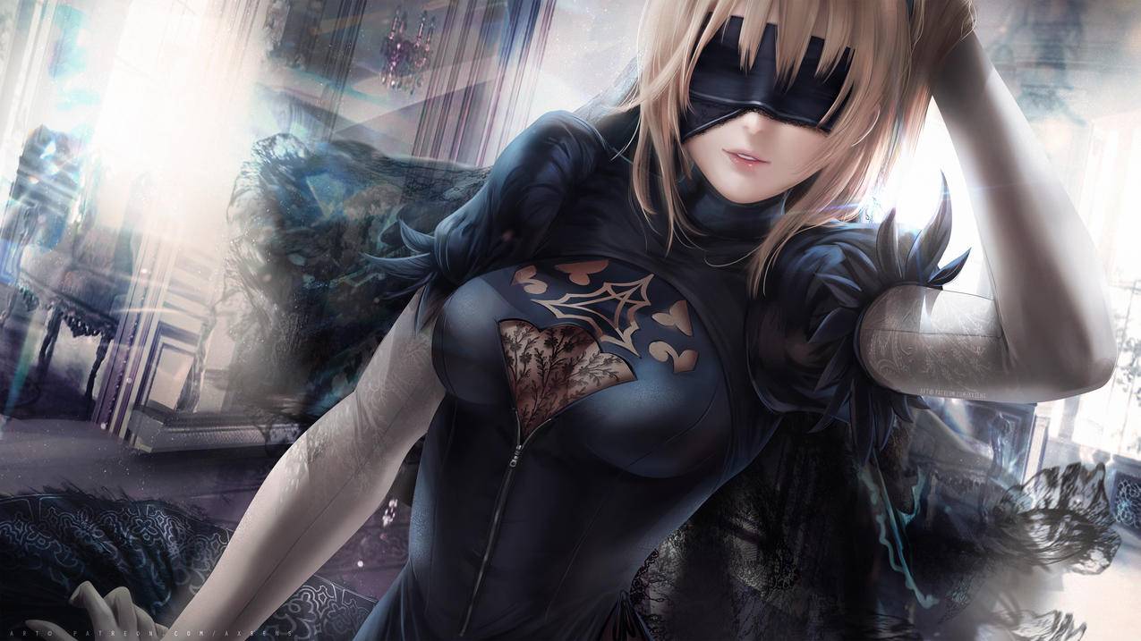《Fate/stay,night》,眼罩,Saber,4K游戏高清壁纸