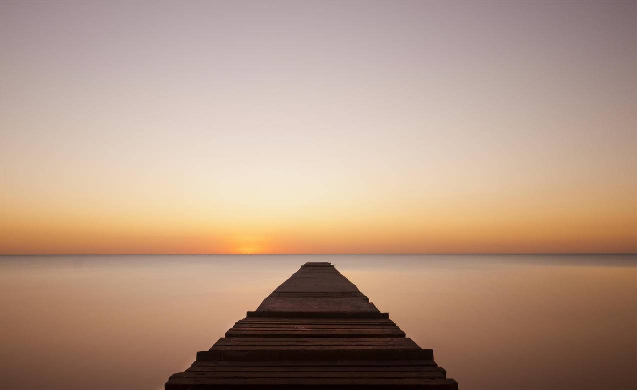 平静的海,桥,码头,4K风景壁纸