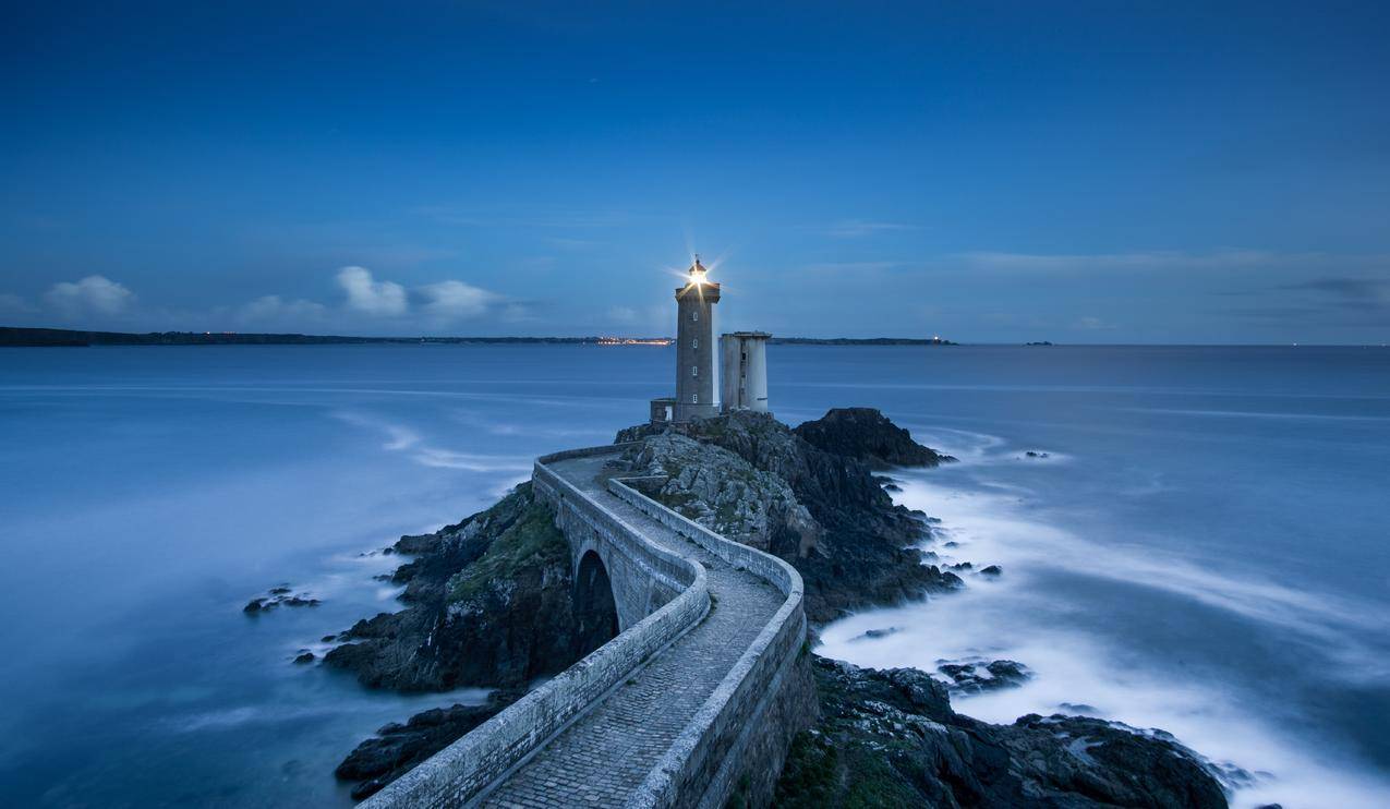 美丽的海边,灯塔,5K风景壁纸