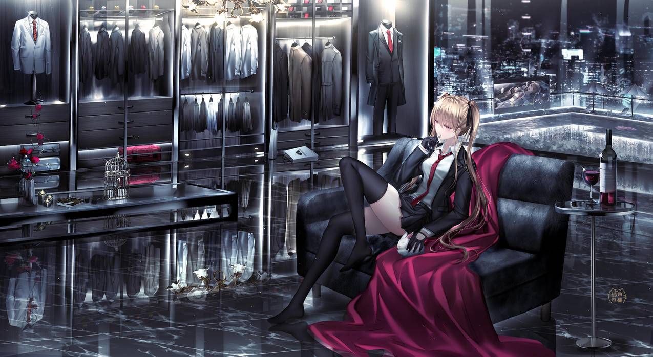 《杀手》沙发,红酒,制服,西装,衣柜间,少女,4K高清游戏壁纸
