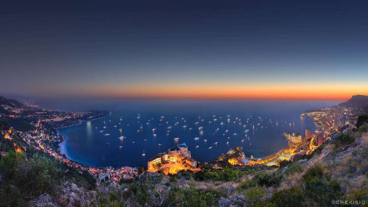 摩纳哥,俯瞰蔚蓝海岸全景4K风景壁纸