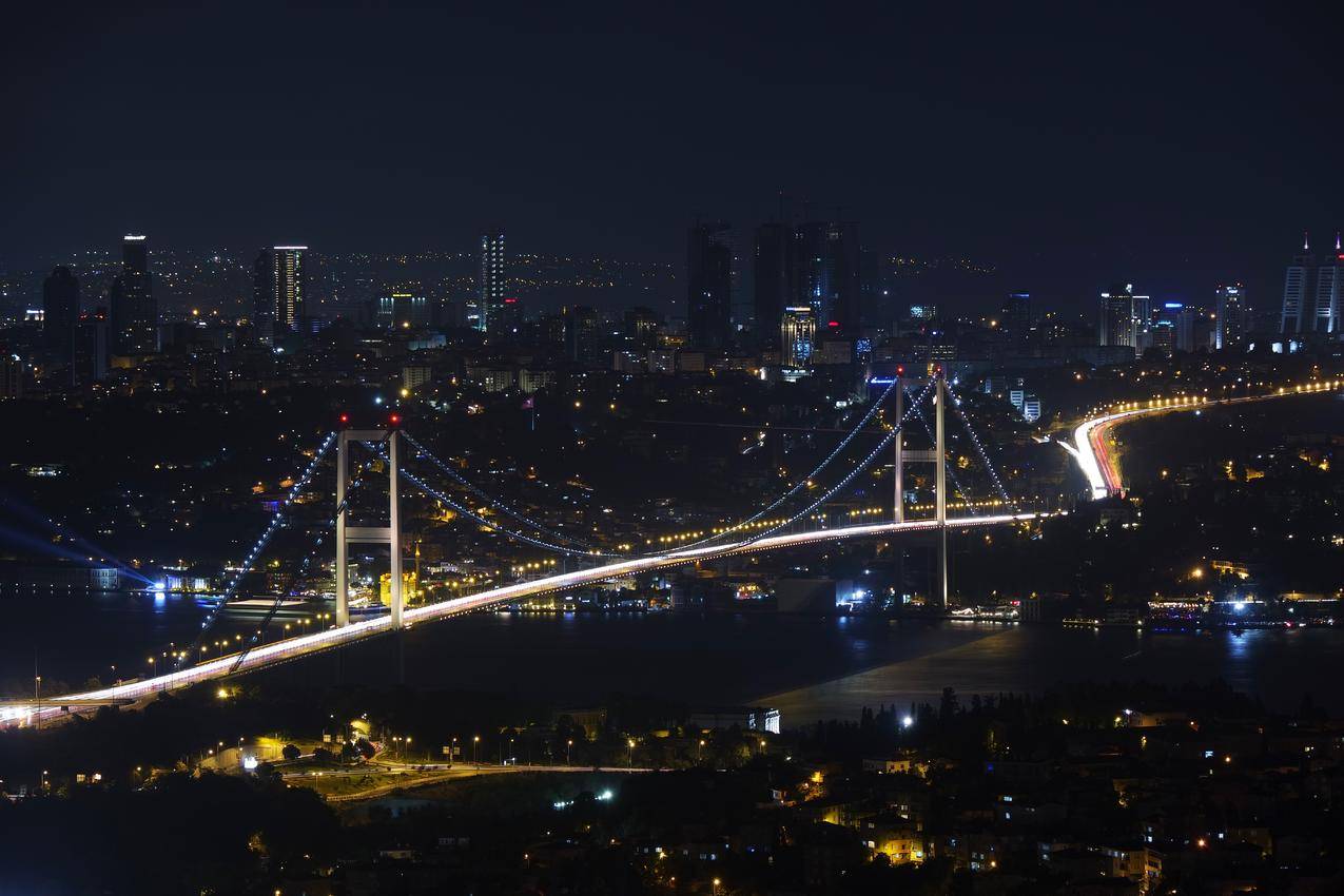 城市,夜景,桥梁,城市景观cc0可商用图片