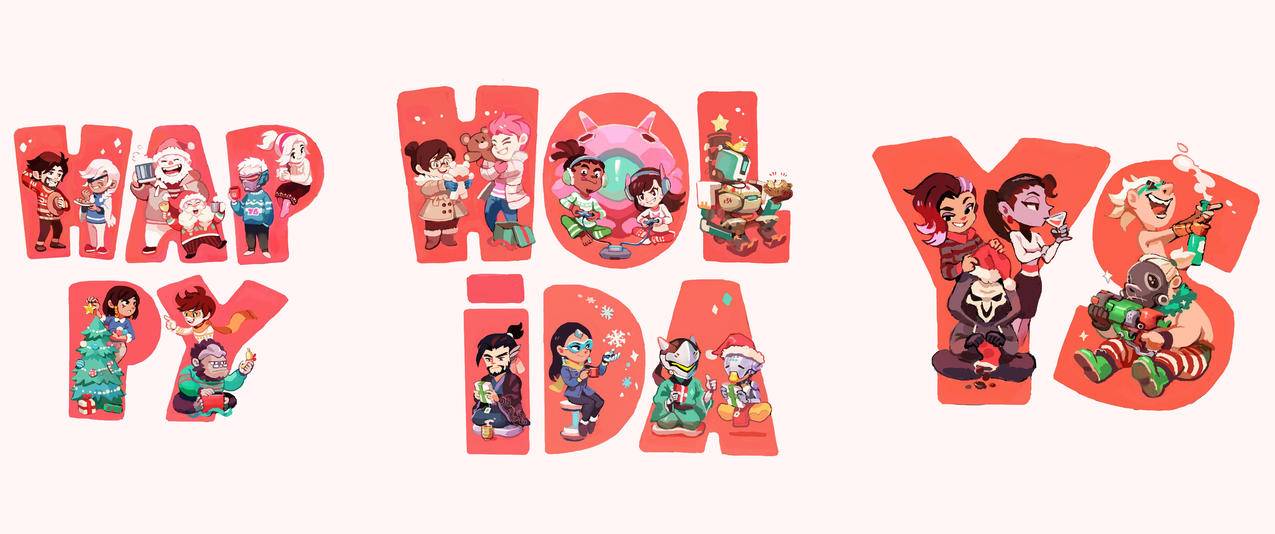 守望先锋happy,holidays,圣诞节新年快乐3440x1440壁纸