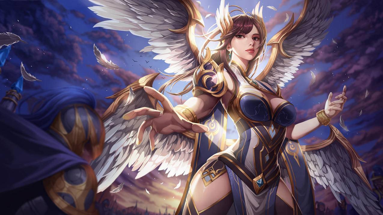 《最终幻想,Ishtar》翅膀,盔甲,紫发女孩,4K高清壁纸