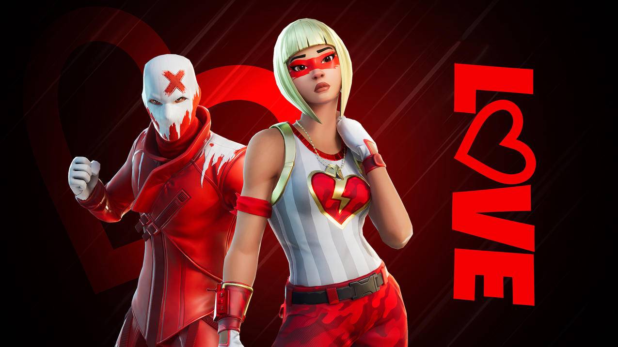 《堡垒之夜-Fortnite》白发,红面具女孩,4K高清壁纸
