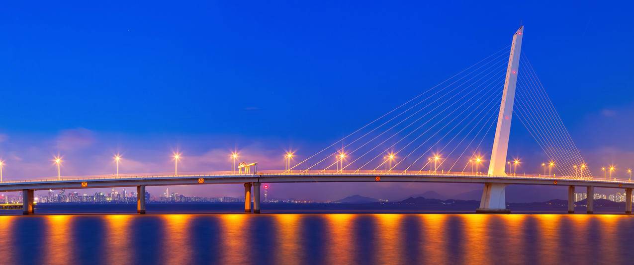 深圳湾跨海大桥夜景3440x1440壁纸
