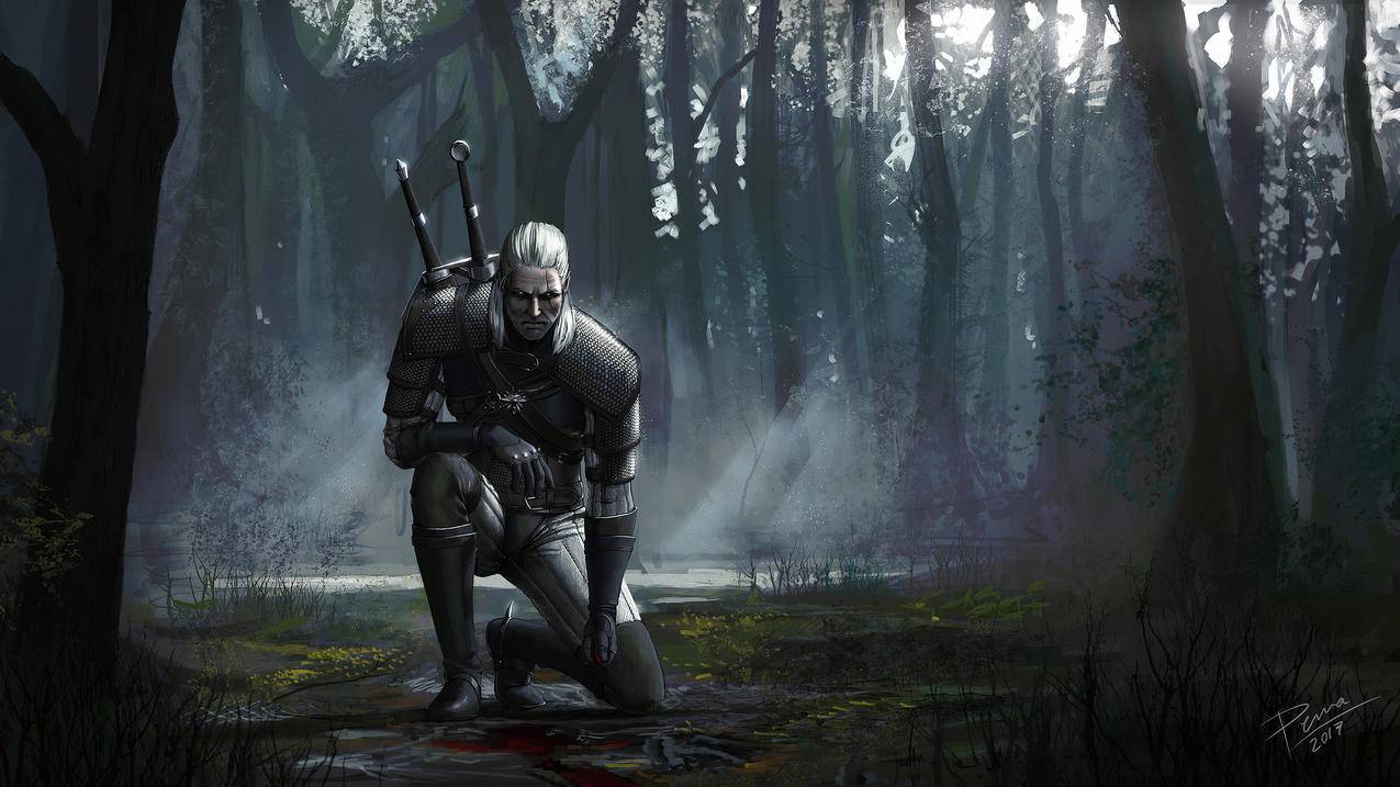 《巫师The,Witcher》森林,光,血,刀,人,4K超清壁纸