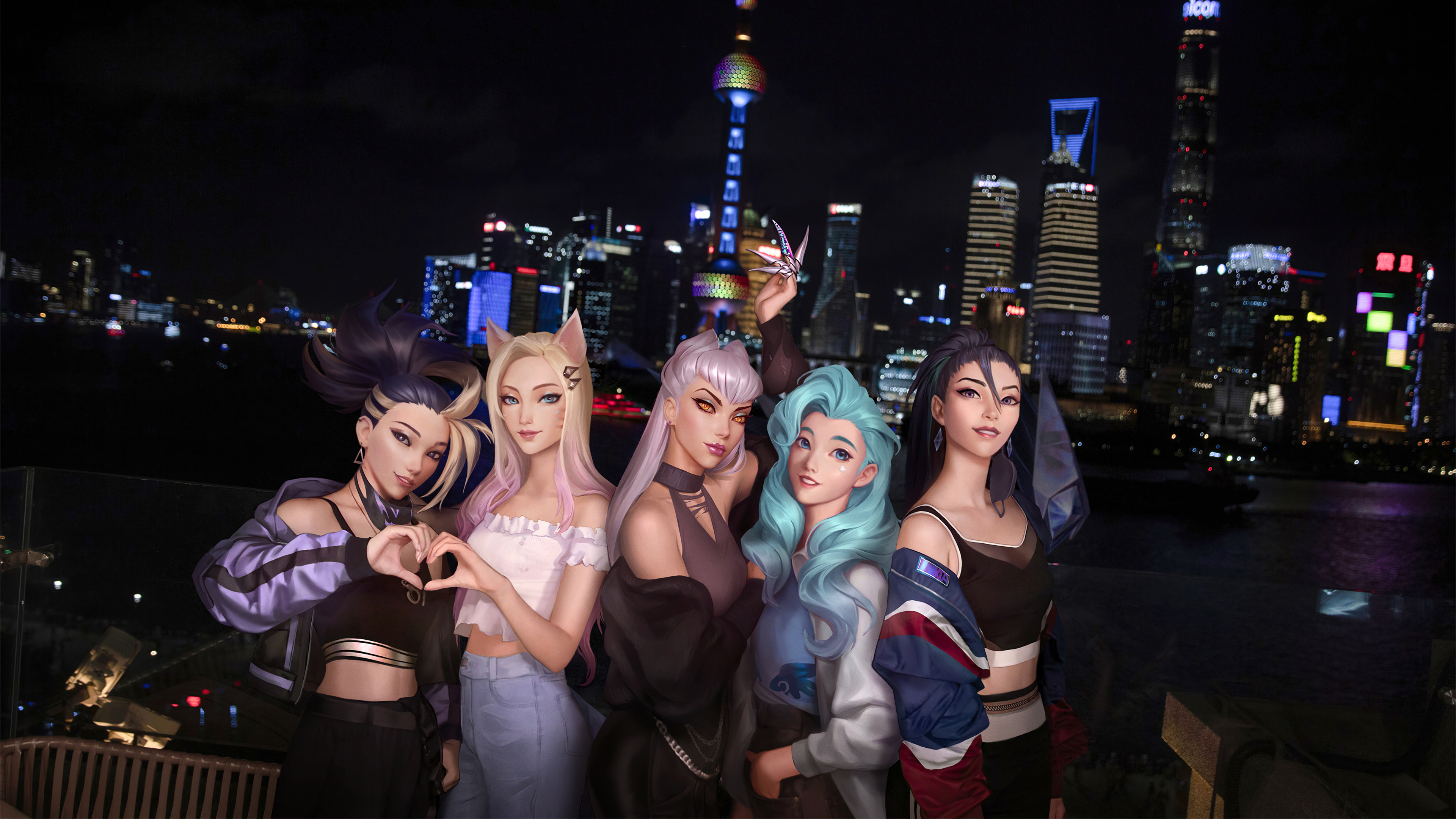 lol英雄联盟KDA,MORE,阿狸,萨勒芬妮,阿卡丽,伊芙琳,卡莎4k壁纸