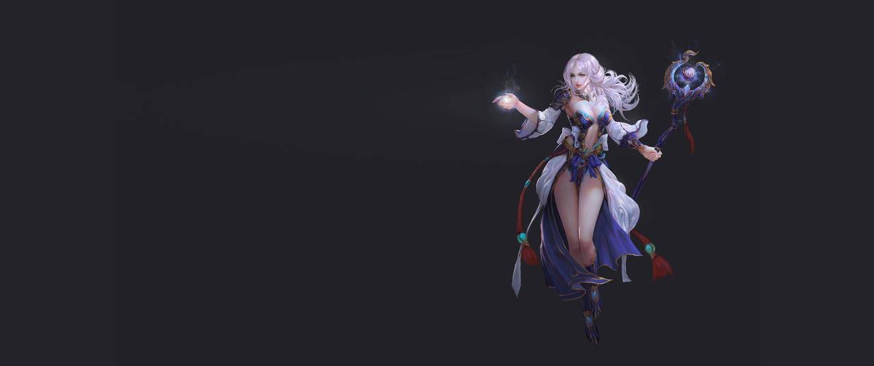 魔法师,古装美女,游戏原画,3440x1440壁纸