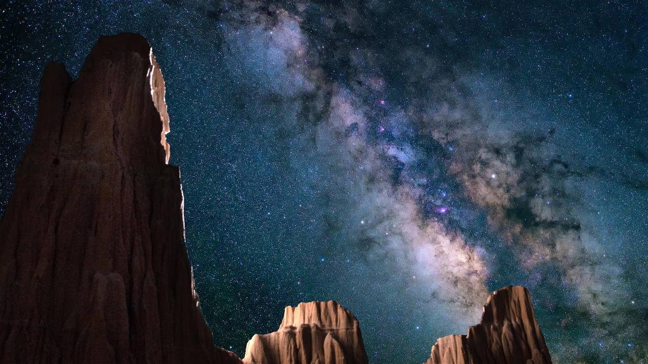星空,大教堂峡谷州立公园,内华达州,岩石,自然,4k风景高清壁纸