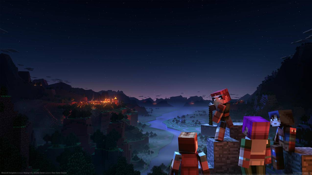 《我的世界地下城,Minecraft,Dungeons》方块人,河水,4K高清壁纸