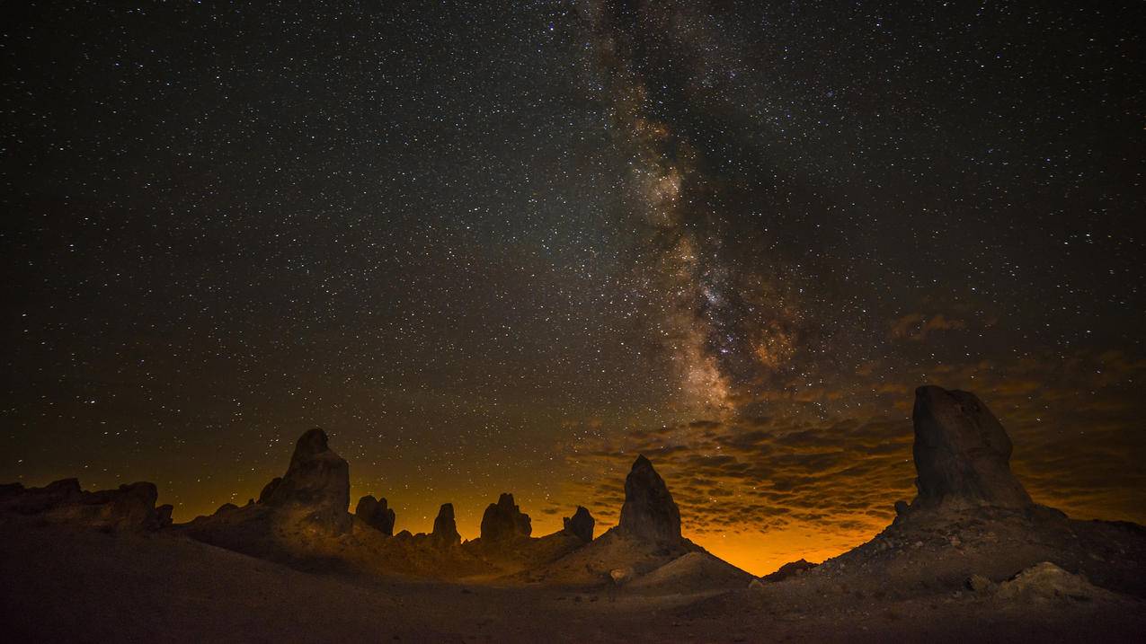 美国,加州,晚上,银河,天空,岩石,星星,4K壁纸