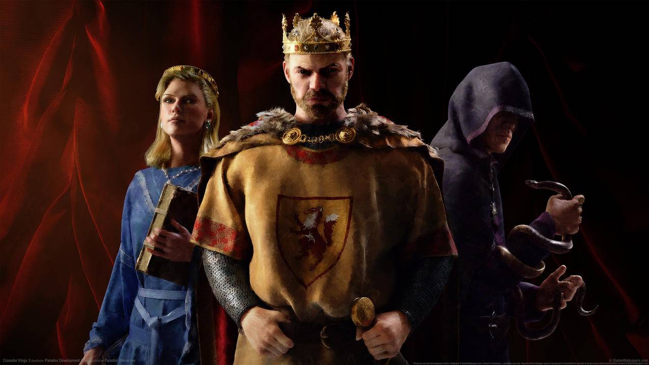 《十字军之王Crusader,Kings》皇冠,黑袍,国王,蛇,书,4K超清壁纸